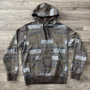 Gianni Lupo Hoodie Mens M Pesley Brown Blue Sweatshirt Fashion Pullover GL2183F